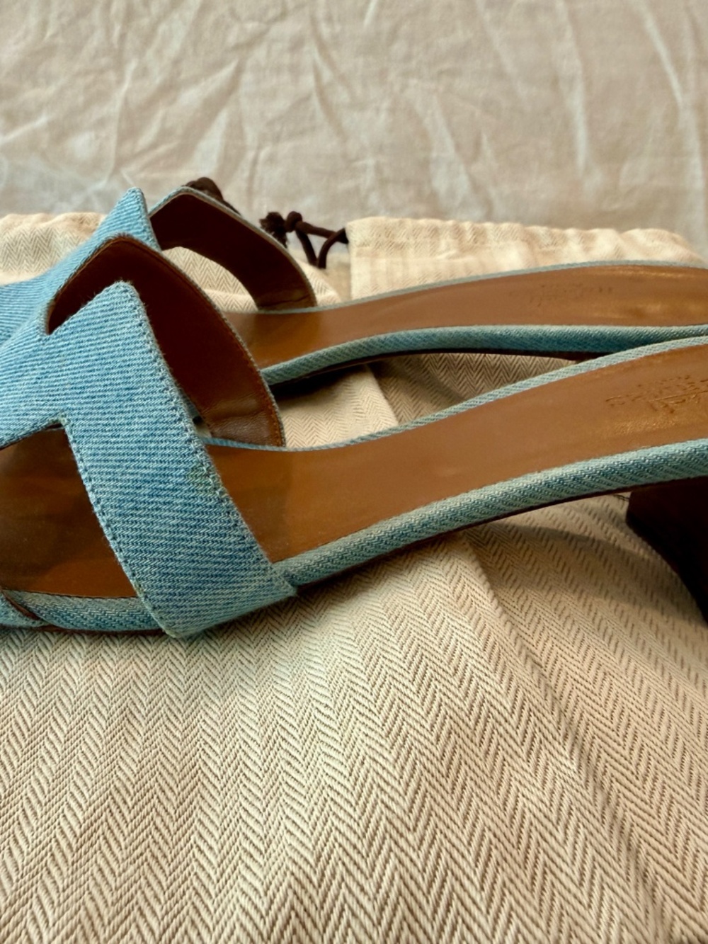 Hermes Oasis Sandals Denim SZ 40.5 - Picture 2 of 5